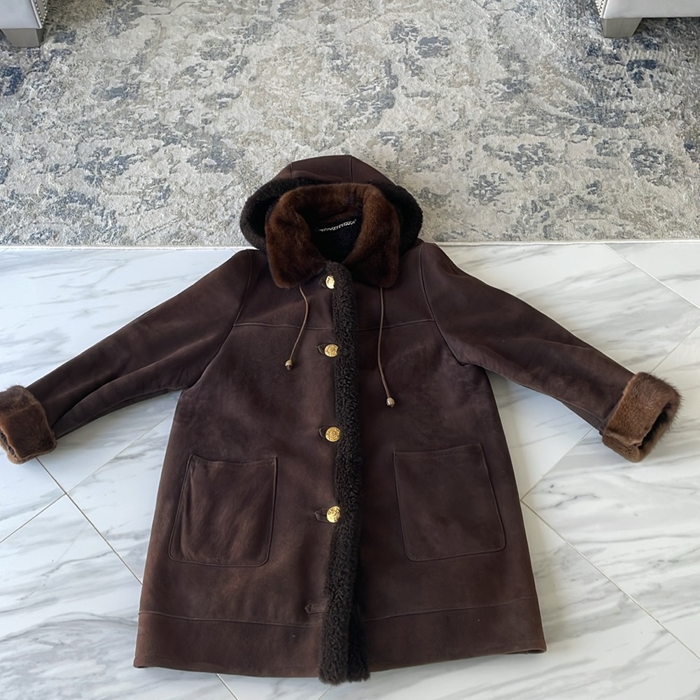 Beautiful extra warm women’s genuine shearling with mink colour and cuff sz XL - Picture 7 of 12